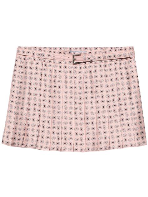 prada pink skirt ss17|Alabaster Pink Printed Silk Twill Miniskirt .